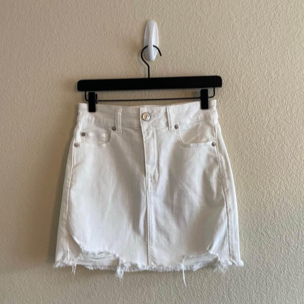 White Denim Mini Skirt